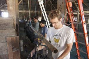 Barnyard Theatre means we hang battons and the lights.